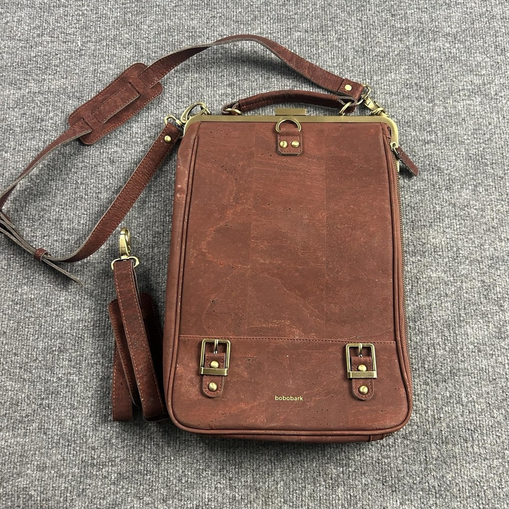 Laflore Bobobark Laptop Bag Womens Large Brown Cork Crossbody Business Work